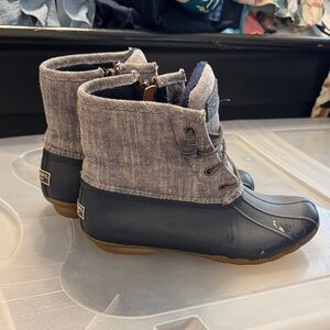 Sperry Navy and Gray Duck Boots
